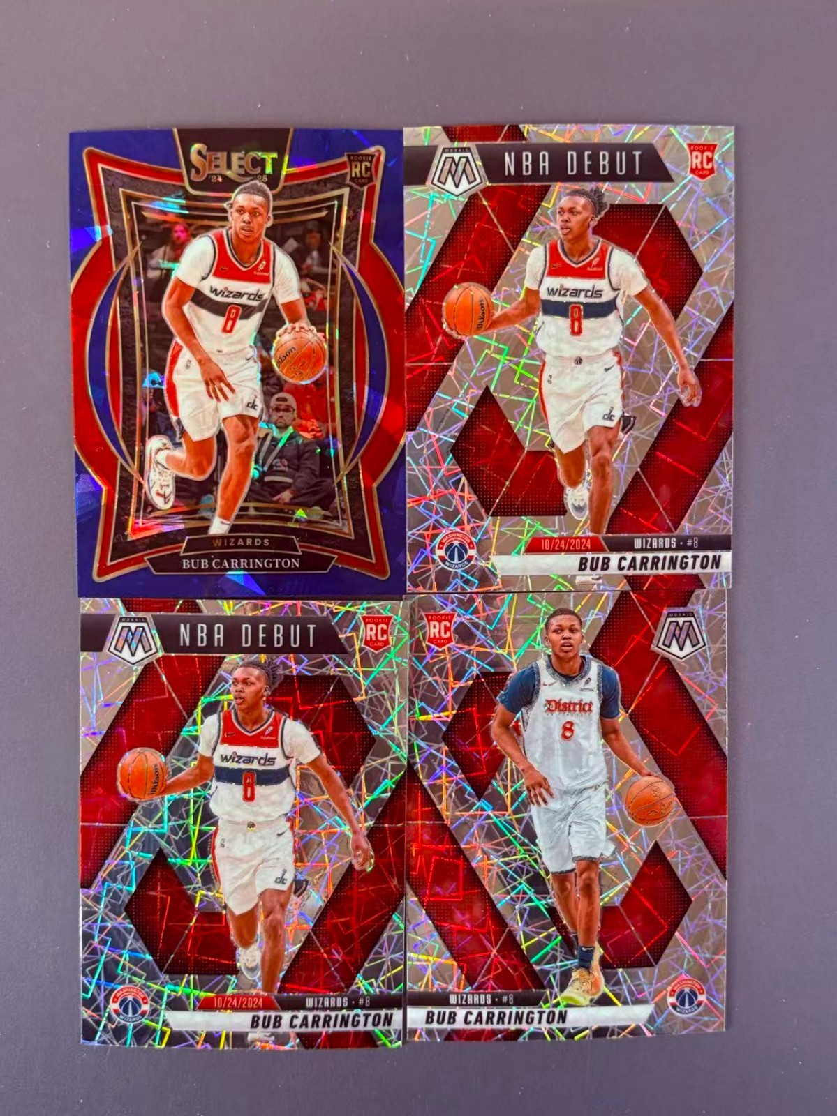 Bub Carrington 2024-25 Panini Select Concourse Blue Ice Prizm RC #81