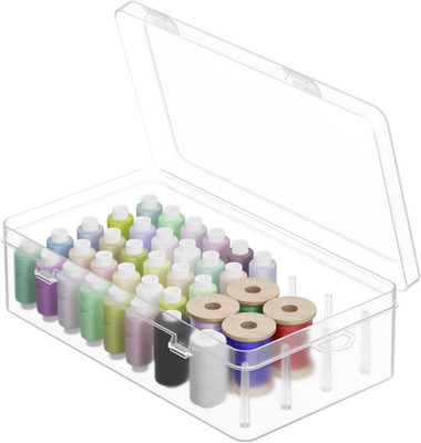 42 Spools Sewing Thread Box Storage, Clear Plastic Thread Spools Holder, Embroid