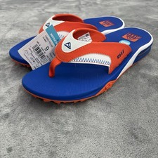 Reef Fanning Pregame Mens 9 Blue Orange Flip Flops Sandal Bottle Opener Gators