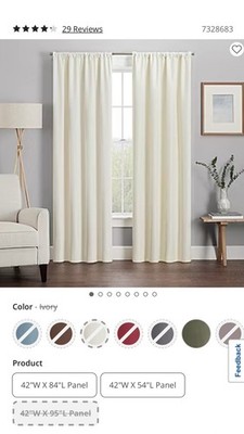 2 Panel Lot Eclipse Kendall Ivory Blackout Rod Pocket Curtain Panel 42 x 95 in