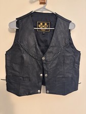 Vintage Unik Black Genuine Leather Women  s Vest Size Medium