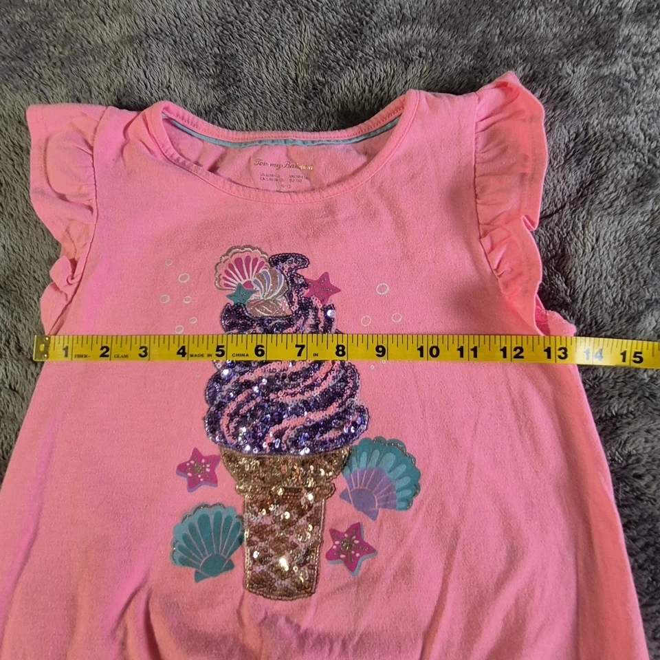 Tommy Bahama Shirt Girls Large Pink Sequin Ice Cream Mermaid Sleeveless Summer - Image 4 of 4