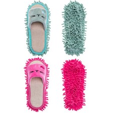 2 Pairs Microfiber Mop Slippers for Floor Cleaning Detachable House Mop Shoes...