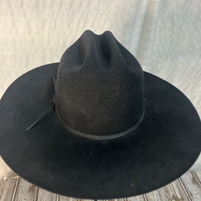 VTG Resistol Self Conforming Black Cowboy Hat 6 3/4” Fur  display picture 2