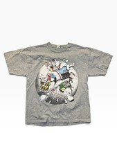 Vintage 1999 Warner Bros Studio Store Bugs Bunny Baseball Tee Grey Made in USA