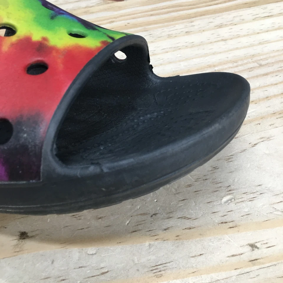 Crocs Sandals Mens 7 Womens 9 Classic Tie-Dye Graphic Slides Multicolor Comfort - Image 3 of 4