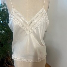 Vintage CHRISTIAN DIOR Cream Satin Cami Lace Tank Size Large