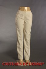 St John Knits Straight Leg Pin Stripe Pants Cream  Tan Size 6 NWT