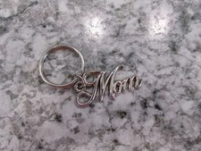 "MOM" Script Keychain, Silver, Mother's Day Gift,