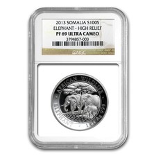 2013 Somalia 1 oz Silver Elephant PF-69 NGC (High Relief)