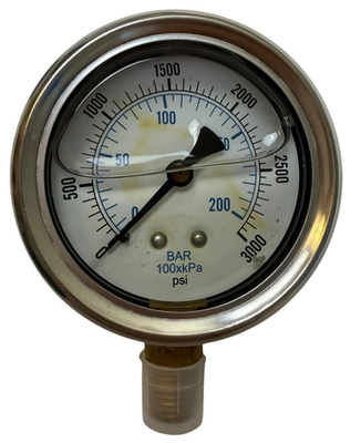 #ad 201L 254P Liquid Filled GAUGE PRESSURE WASHER 2.5quot; FACE 0 3000 lower mnt $19.55