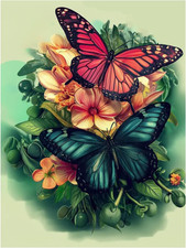 Butterfly Diamond Painting Kits for Adults, Easy DIY 5D round Full Drill Diamond