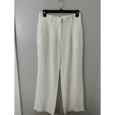 Reiss Tatum Crepe White Wide Leg Trousers Size 14UK 12US