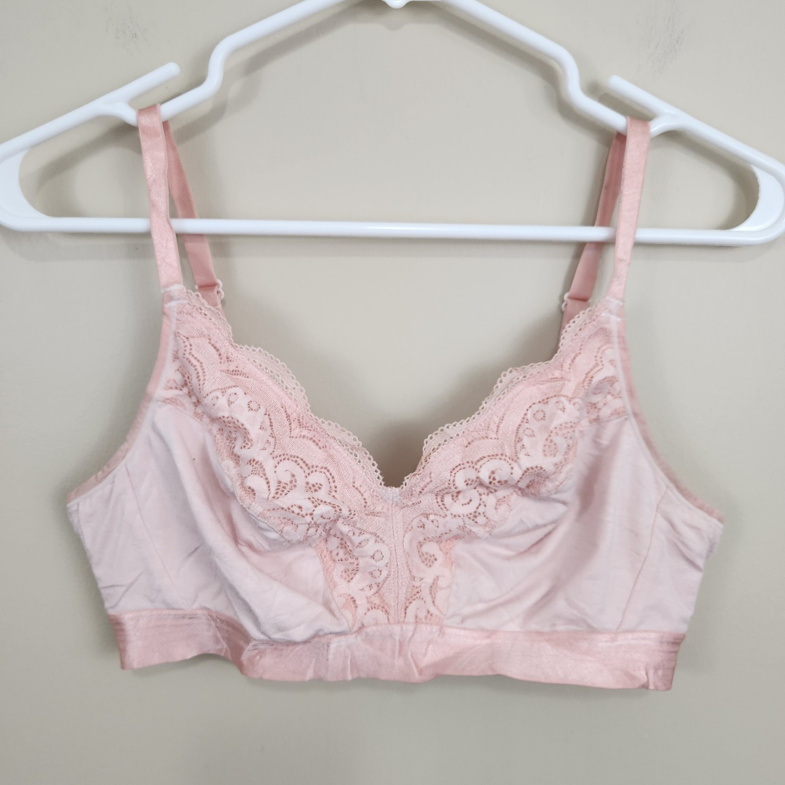SOMA Modal & Lace Wireless Unlined Bra Comfort Soft Bralette Pink SZ M Medium