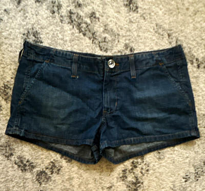 Roxy Jean Women's Blue Denim Chino Shorts Juniors 11 Mid Rise Pockets Button