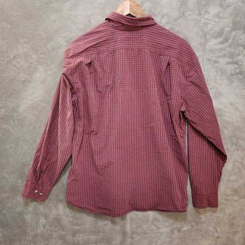 Eddie Bauer L Classic Fit Red Plaid Cotton Shirt Men Lightweight - Picture 2 of 8