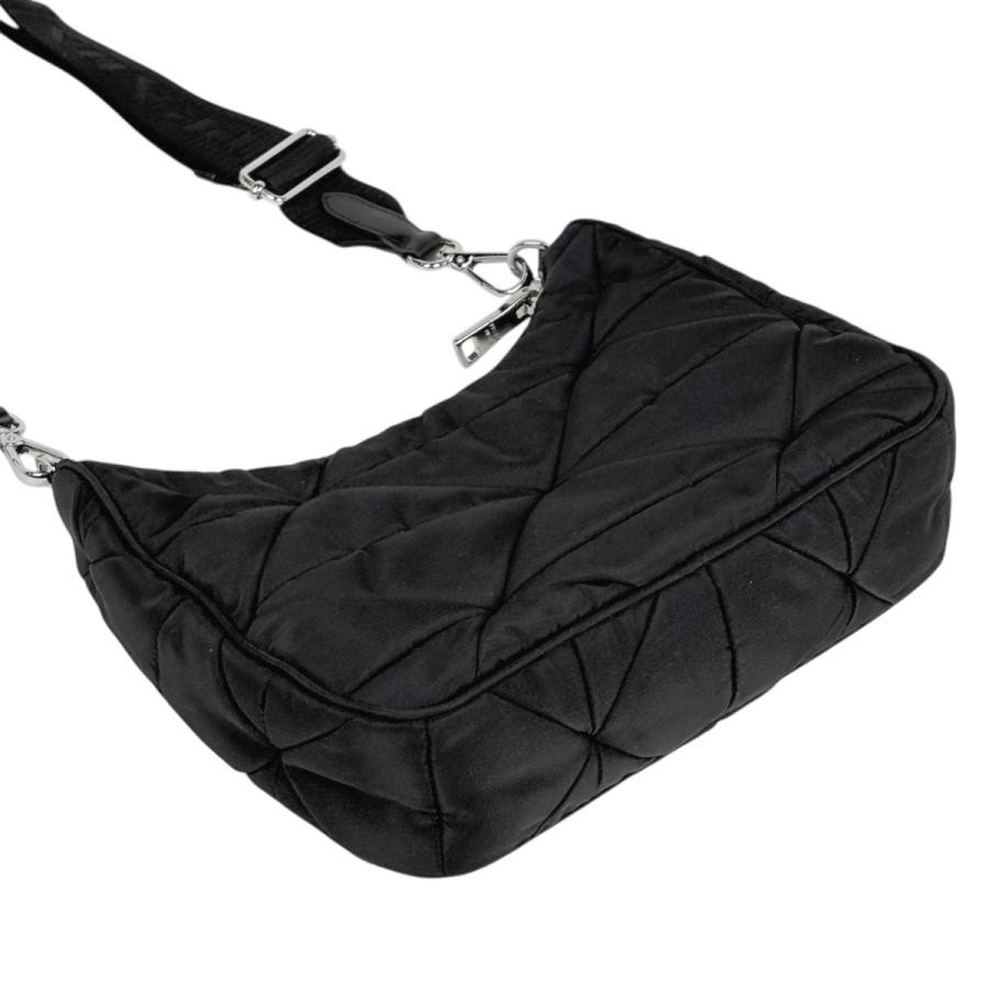 Prada Re-Nylon 1BD290 Padded Nylon Shoulder Bag Black with Pouch #BS379 thumbnail 2