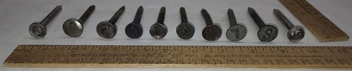 ten - NAILs - RAILROAD / TELEPHONE POLE / - raised # - listing # 10318