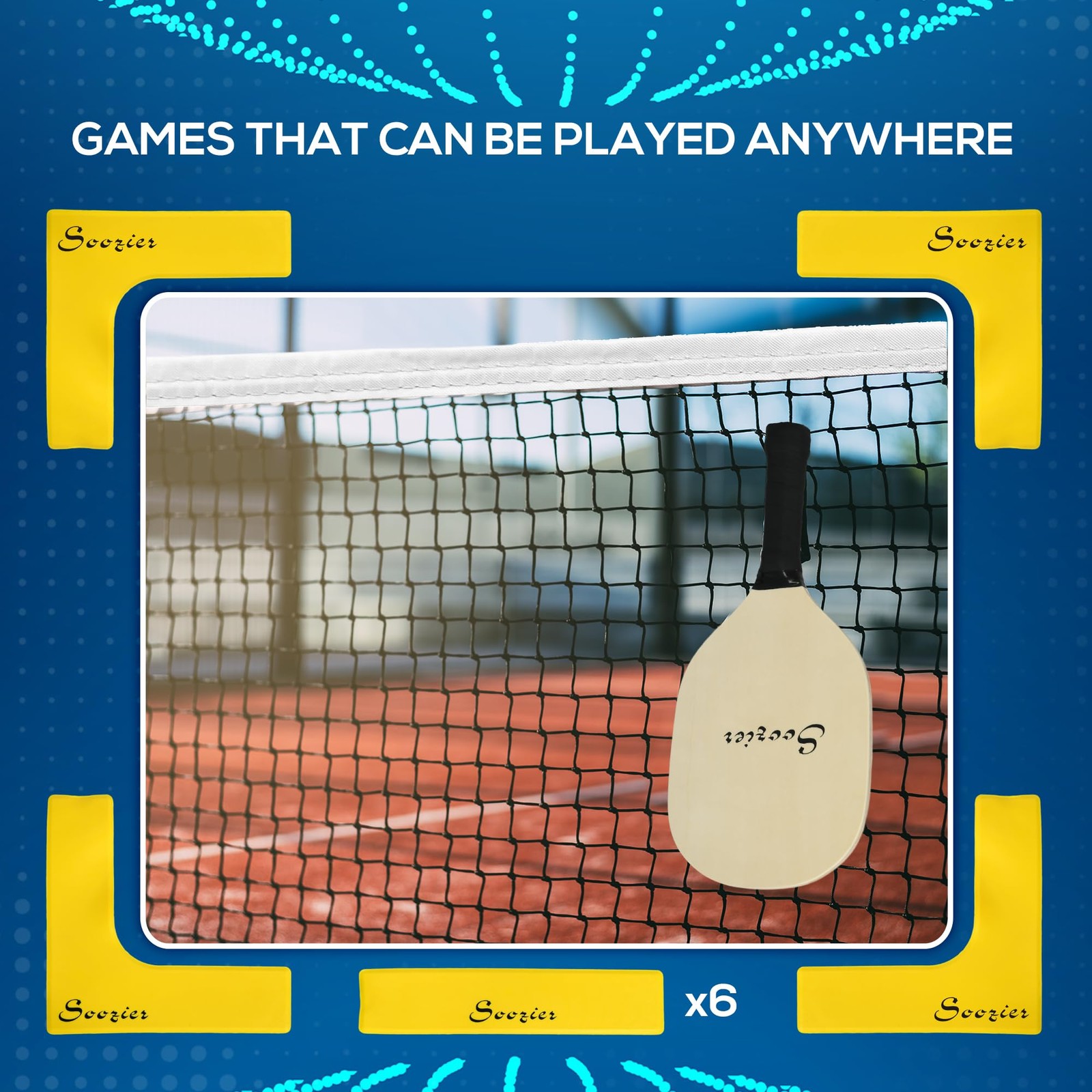 Soozier Pickleball Set with Net,Court Markers  Wheels22 ft.8 Pickleballs,1 Bag