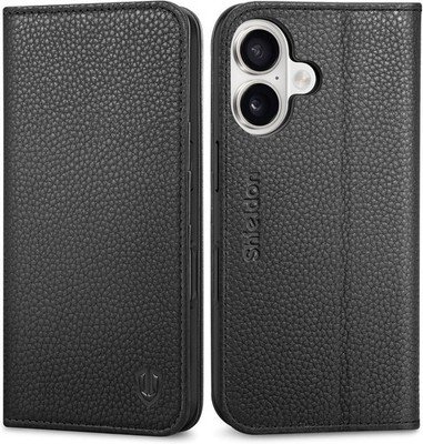 SHIELDON Wallet Case kompatibel mit iPhone 17 6,3 Zoll 2025, Echtleder, M