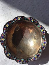 Vintage European Handmade 1000 Sterling Silver Enamel Small Bowl 2