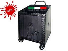 CARRELLO PORTALEGNA PORTAPELLET FERRO BATTUTO PER PELLET O LEGNA 42x37x72 cm