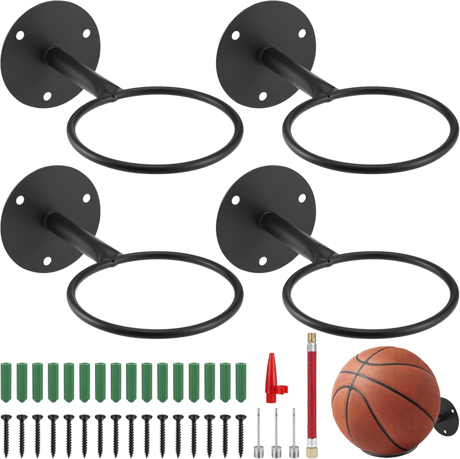 4 Stück Ballhalterung Wand, Robust Wandmontiert Ballständer, Ball Wandhalterung