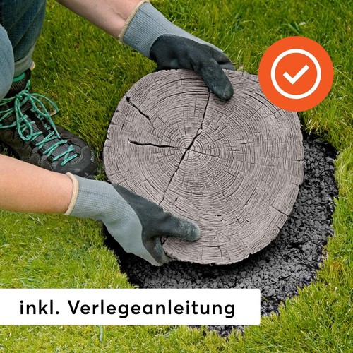 XXL Trittsteine Baumscheiben Holzoptik Garten 4 Paar Beton Tritt-Steine Ø 30 cm - Bild 4 von 7
