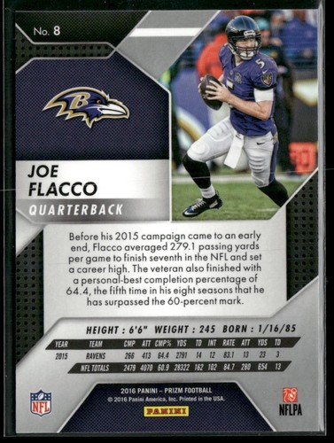 Joe Flacco 2016 Panini Prizm #8 Prizm - Foto 2 di 2