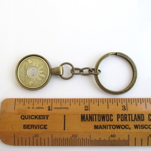 Los Angeles Transit Token Key Chain Repurposed Vintage LA Bi-Metal Coin Keychain - Picture 2 of 4