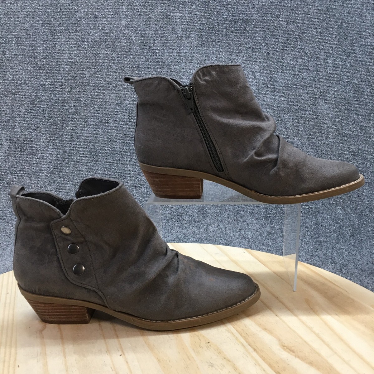 Leather Grey Short Booties Freebird By Steven Sadie Cocktail Boots