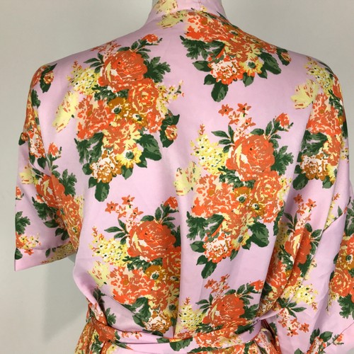 Cotton On Body Robe Pink Size S/M 10 12 Orange Floral Short Kimono Sleeve Tie - Picture 8 of 14