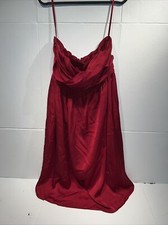 Tevolio Dress Red  Chiffon Strapless Pleated Crisscross Bodice Lined Size 6