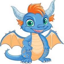 30 Custom Cartoon Blue Dragon Personalized Address Labels