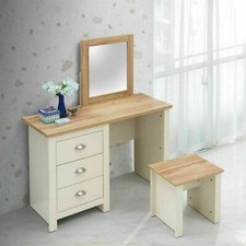 TAD | Lisbon Cream Dressing Table 3 Drawer Set Makeup Desk + Stool + Mirror