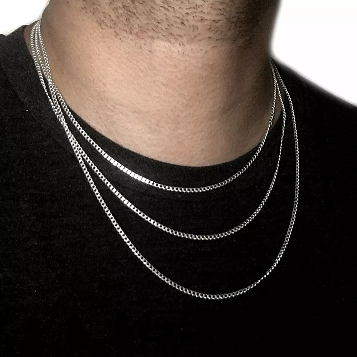 925 Silver Flat Cuban Link Chain Italy Real Hip Hop Jewelry Thin