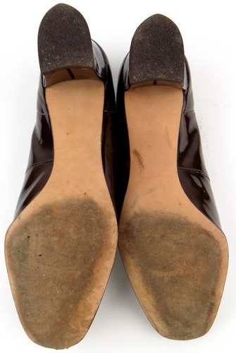 Vintage Florsheim Womens Tipper Heels Size 8N Brown White Wingtip Patent Leather - Picture 9 of 11