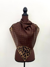 New Unisex Louis Vuitton Monogram Flowers LV Logo Animal Print Brown Silk Scarf