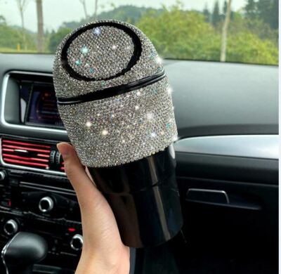 CAR Garbage Can diamond Car Trash Hanging Detachable  Case Bucket  Dust Holder