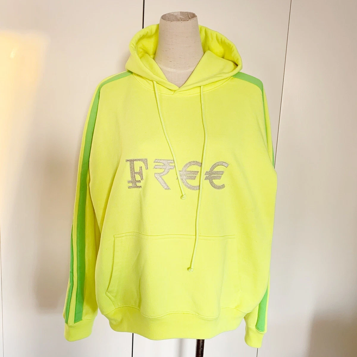 Vetements Currency Hoodie In Fluo Yellow Sz M