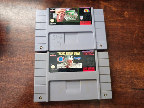 Tecmo Super Bowl & NFL Quarterback Club Cartridges (SNES) - TESTED WORKING