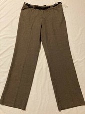 New Cato Contemporary Straight Leg Belted Brown Dress Pants Size 14 Average