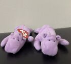Ty Original Beanie Baby (Happy Hippo) Lavender 2/25/1994 (2,one Has Ty Other No