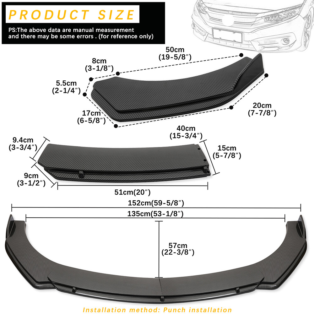 @あいと Front Bumper Lip Spoiler Carbon Look + Strut Rod For LEXUS