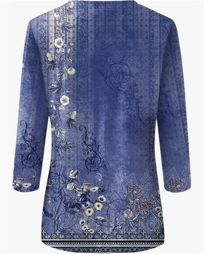 Top donna estivo etnico floreale slim carino top girocollo slim fit t-shirt UK - Foto 6 di 16