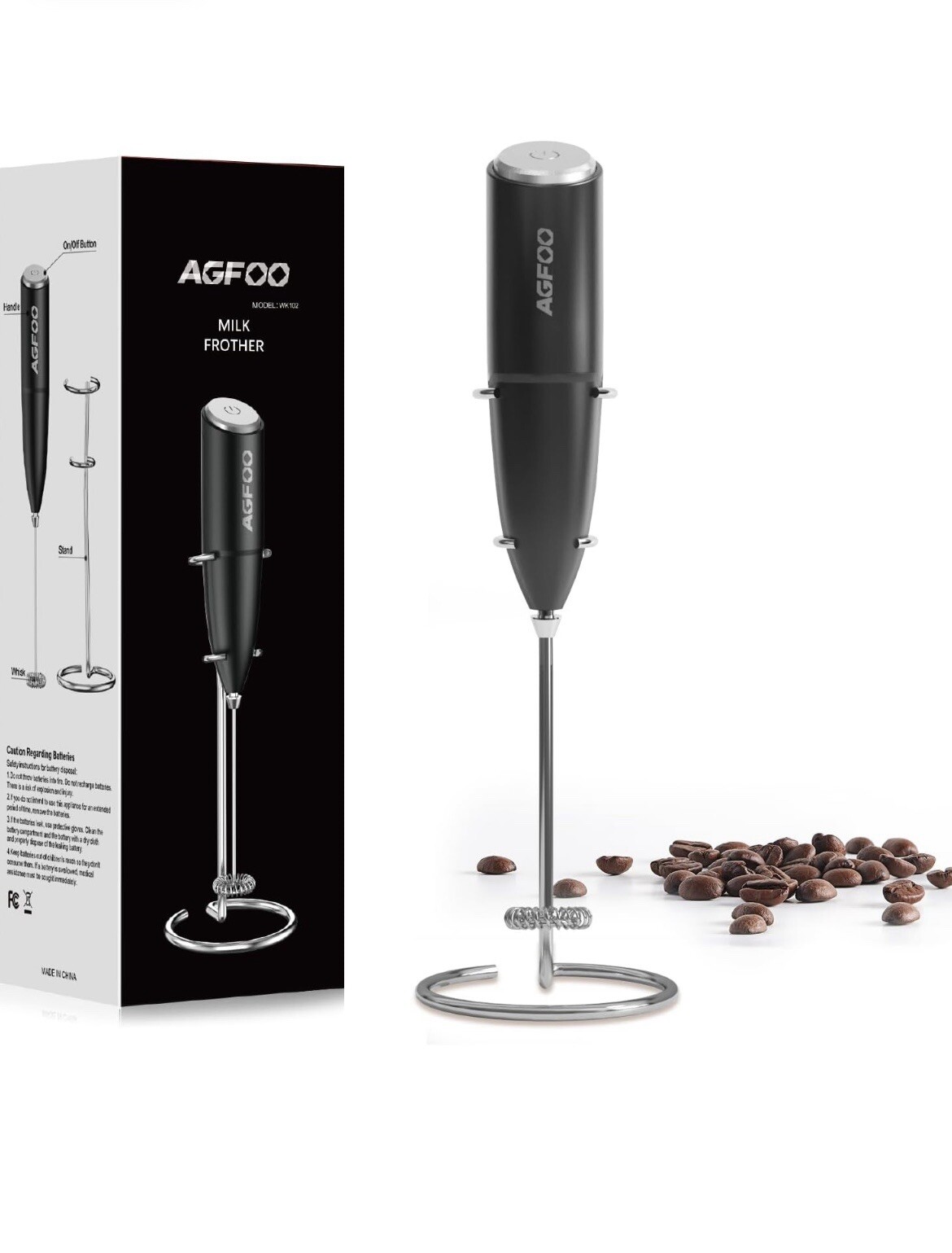 Milk Frother Handheld for Coffee with Stand -  Hand Frother Wand, Electric Whisk-image
