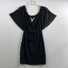 Max Studio Crochet Dress Off Shoulder Lined Sheath Boho Black size Small