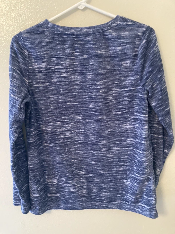 Top pulóver Sonoma Intimates para mujer pequeño azul jaspeado manga larga cuello redondo Foto 2 de 4