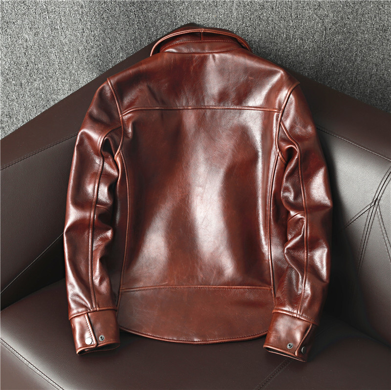 Mens Retro American Western Style Real Leather Short Coat