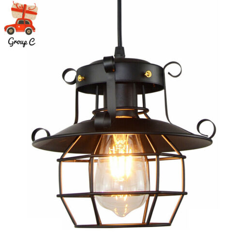 Metal Caged Pendant Light Industrial Vintage Ceiling Light Hanging Lamp Fixture